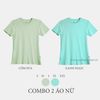  COMBO 2 ÁO NỮ  - COTTON THOÁT NHIỆT SIÊU MÁT, SIÊU NHẸ - Cốm Sữa , Xanh Ngọc 