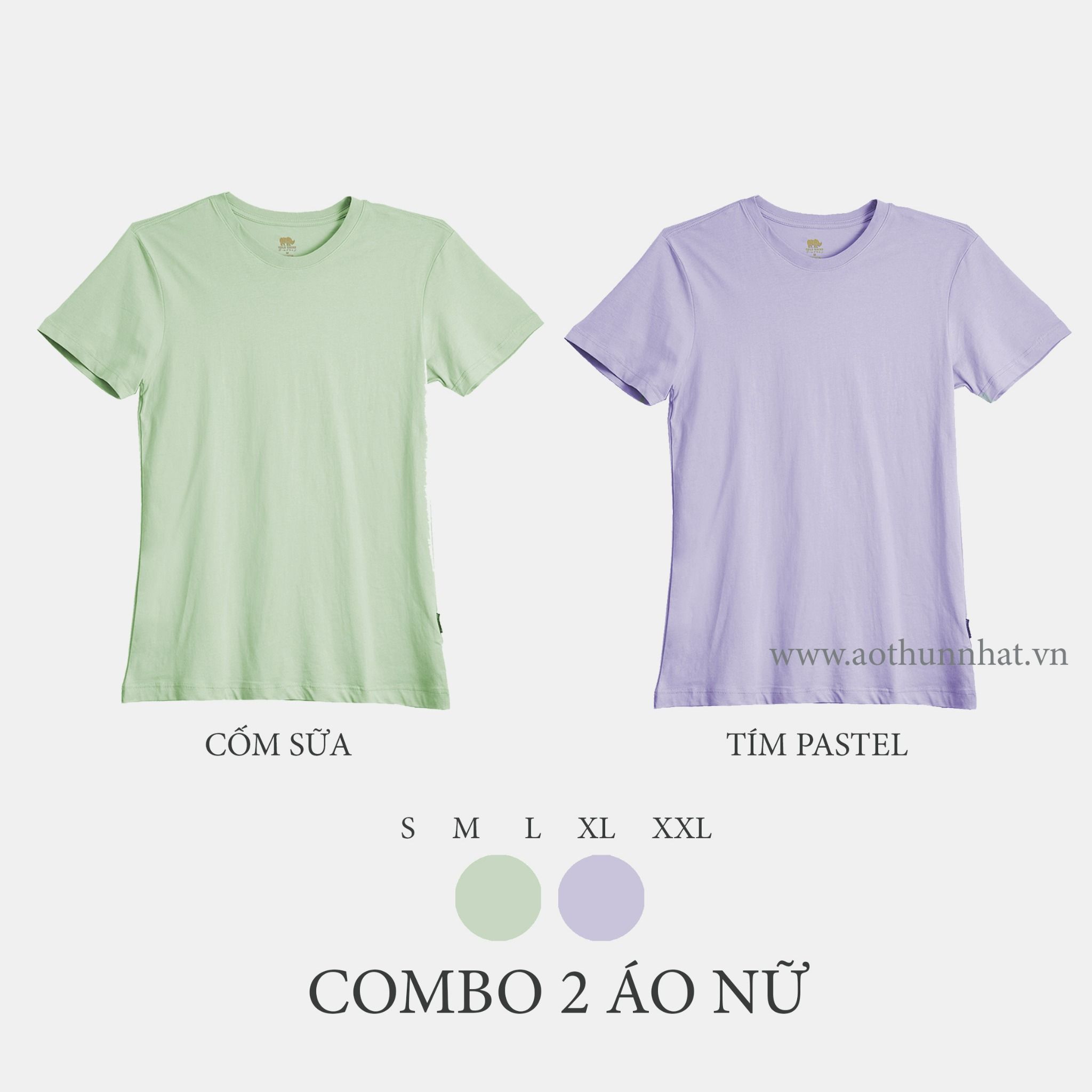  COMBO 2 ÁO NỮ  - COTTON THOÁT NHIỆT SIÊU MÁT, SIÊU NHẸ - Cốm Sữa , Tím Pastel 