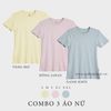  COMBO 3 ÁO NỮ  - COTTON 100% THOÁT NHIỆT SIÊU MÁT, SIÊU NHẸ - Vàng Mơ, Hồng Japan, Xanh Khói 