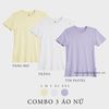  COMBO 3 ÁO NỮ  - COTTON 100% THOÁT NHIỆT SIÊU MÁT, SIÊU NHẸ - Vàng Mơ, Trắng, Tím Pastel 