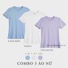  COMBO 3 ÁO NỮ  - COTTON 100% THOÁT NHIỆT SIÊU MÁT, SIÊU NHẸ - Xanh Biển, Trắng, Tím Pastel 