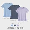  COMBO 3 ÁO NỮ  - COTTON 100% THOÁT NHIỆT SIÊU MÁT, SIÊU NHẸ - Xanh Biển, Việt Quất, Tím Pastel 