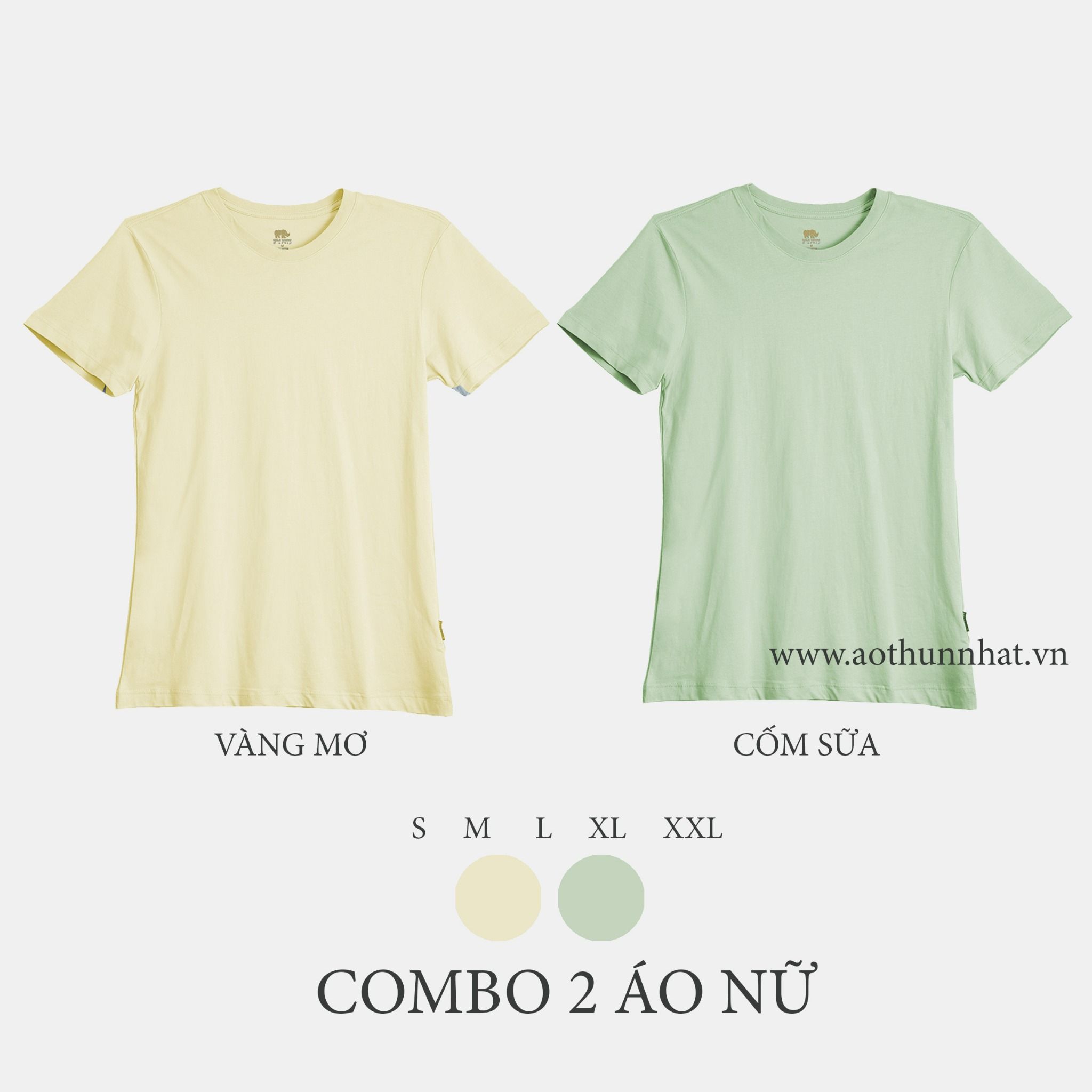  COMBO 2 ÁO NỮ  - COTTON THOÁT NHIỆT SIÊU MÁT, SIÊU NHẸ - Vàng Mơ, Cốm Sữa 