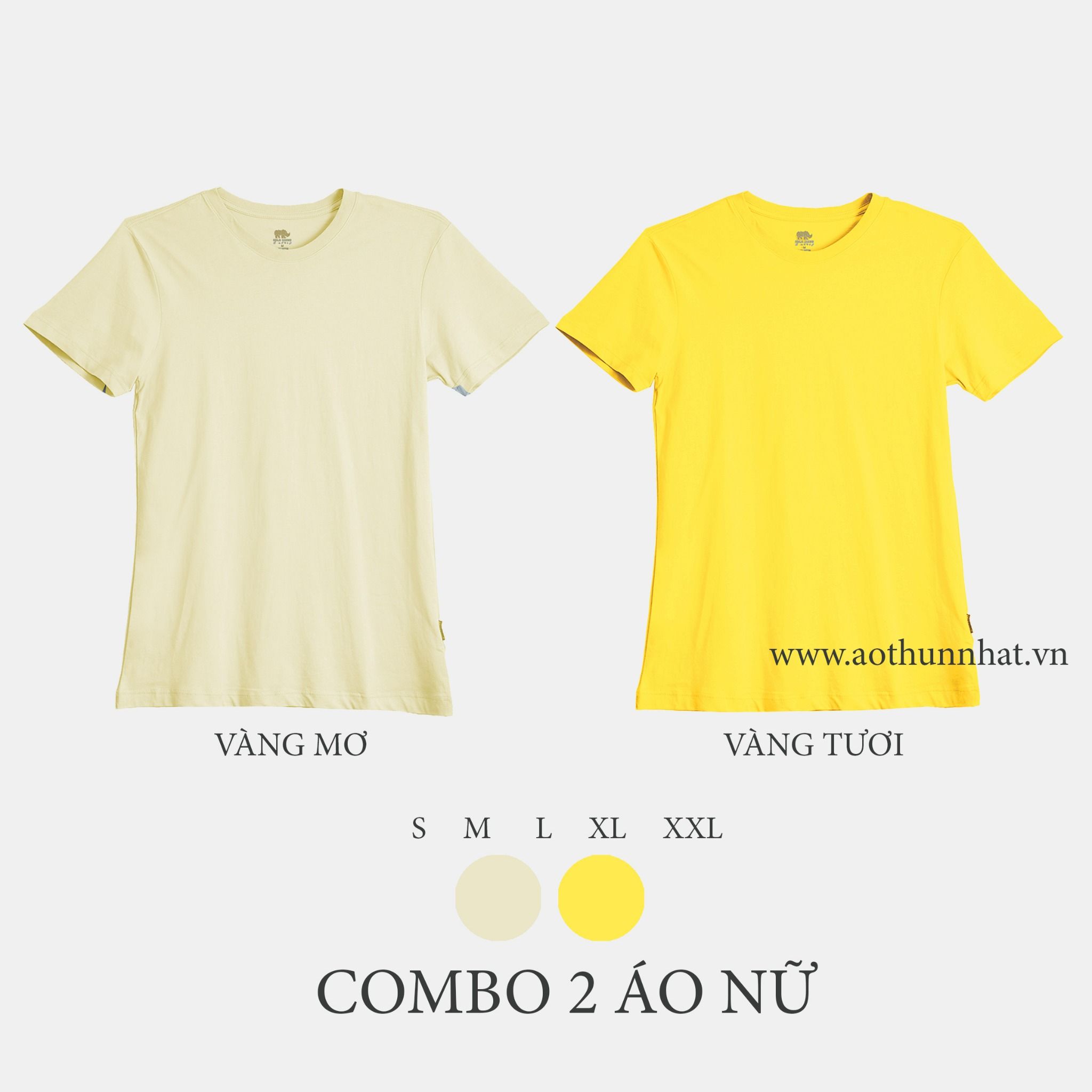  COMBO 2 ÁO NỮ  - COTTON THOÁT NHIỆT SIÊU MÁT, SIÊU NHẸ - Vàng Mơ, Vàng Tươi 