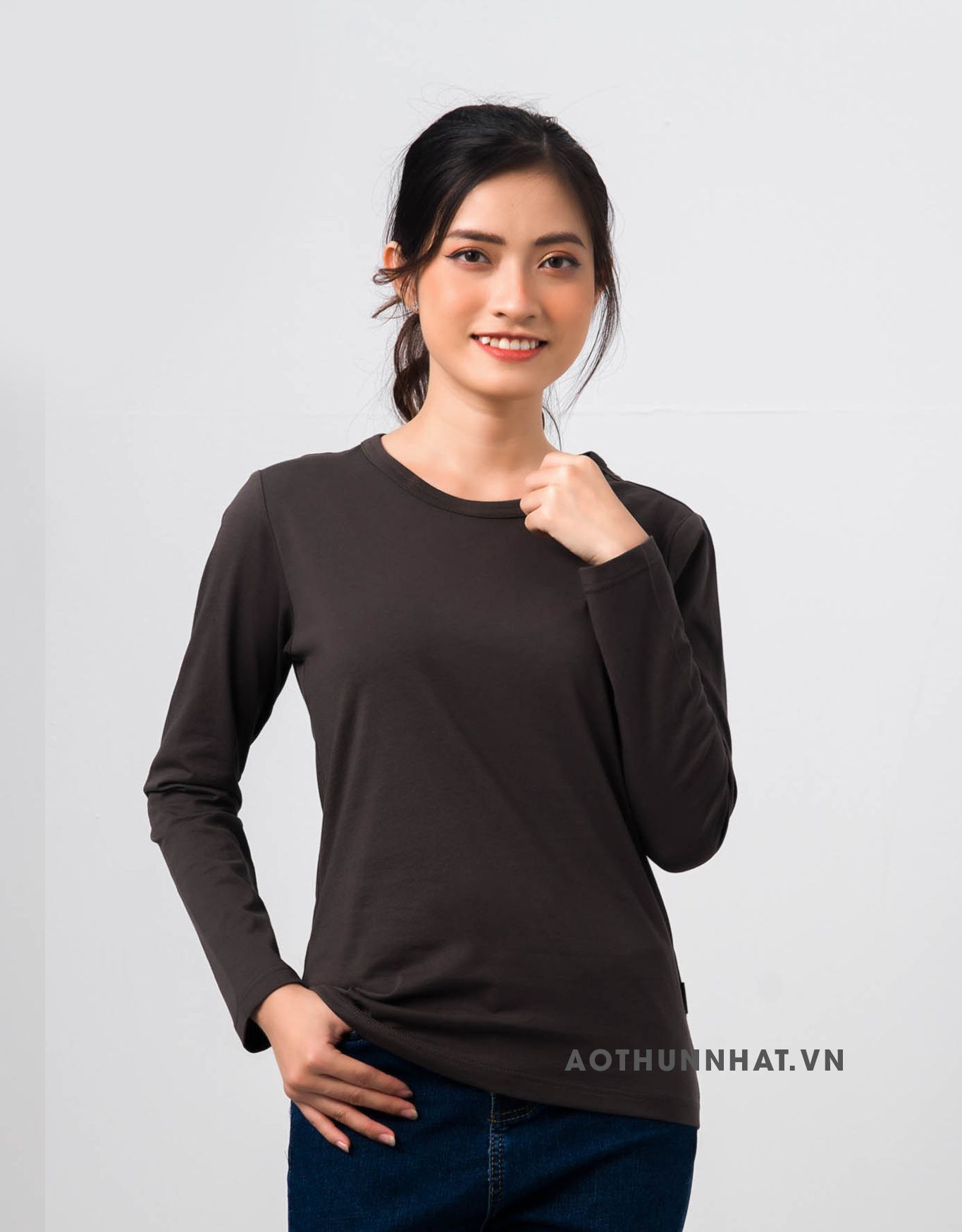  TAY DÀI NỮ 100% COTTON - Màu Đen 