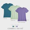  COMBO 3 ÁO NỮ - COTTON 100% THOÁT NHIỆT SIÊU MÁT, SIÊU NHẸ - Cổ vịt, Cốm sữa, Tím Lavender 