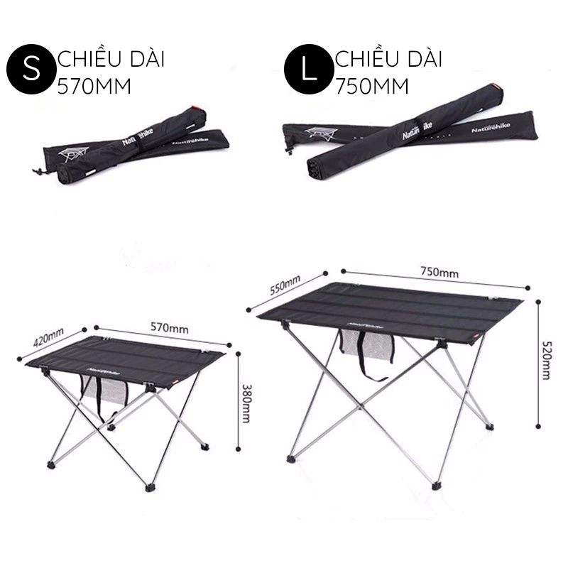 BÀN GẤP MẶT VẢI NATUREHIKE NH15Z012-L SIZE L