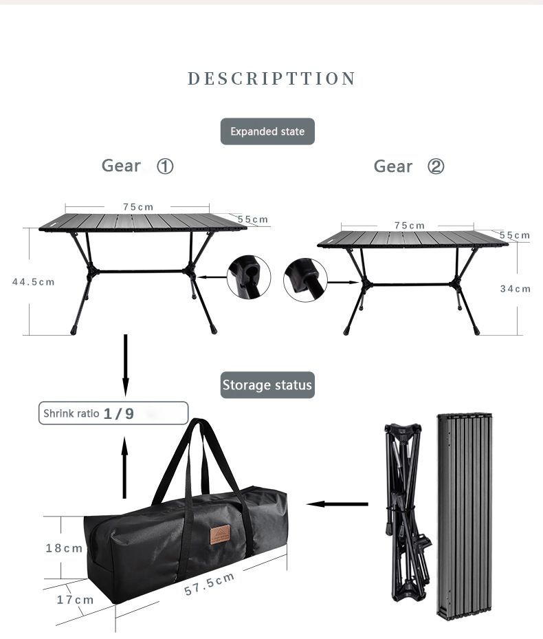 BÀN NHÔM DU LỊCH CAMPINGMOON T-520