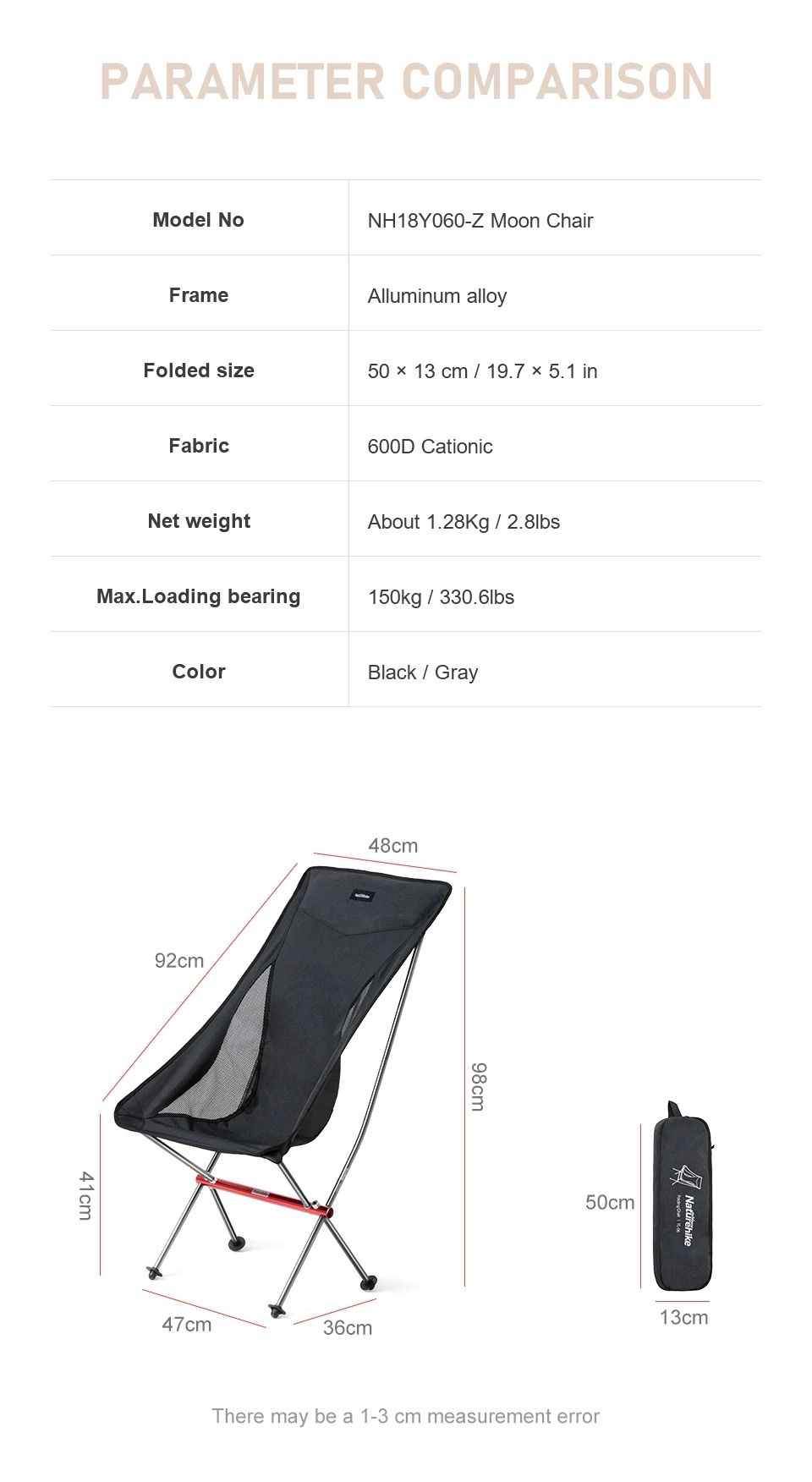 GHẾ GẤP DÃ NGOẠI CÓ TỰA ĐẦU NATUREHIKE NH18Y060-Z