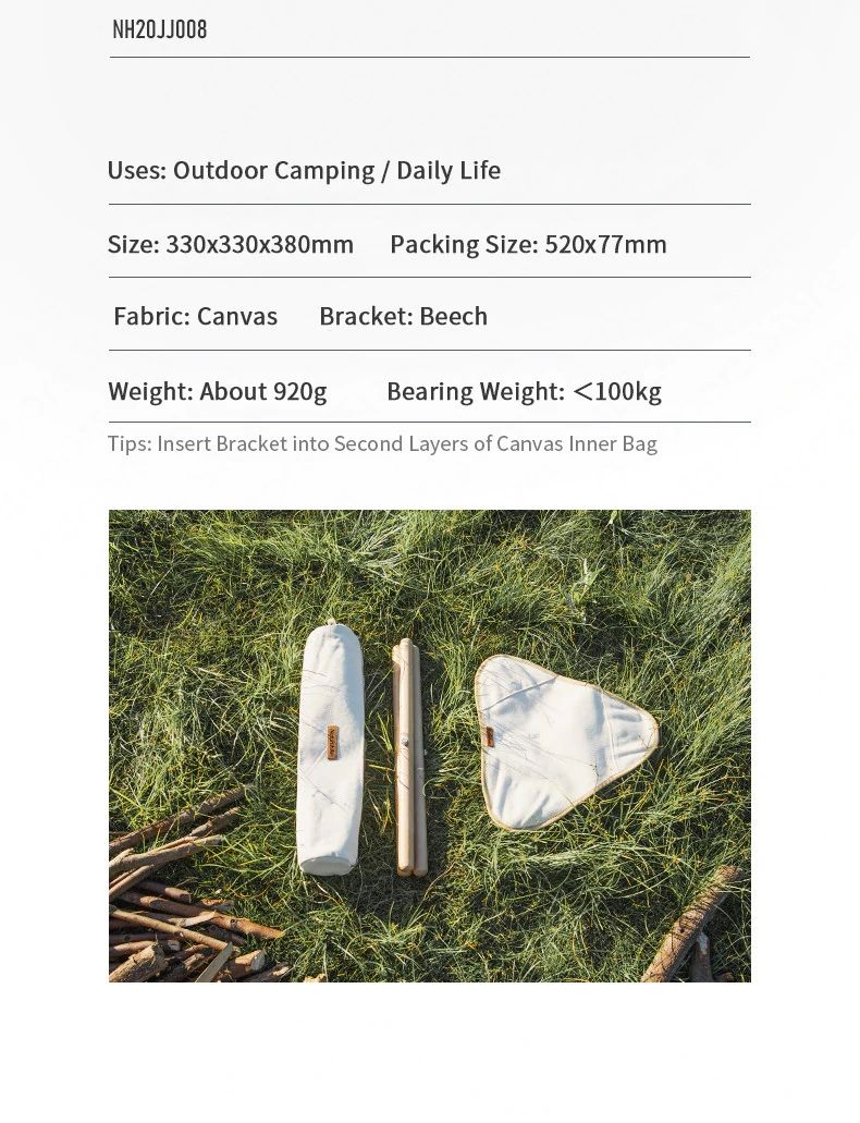 GHẾ GẤP GỖ TAM GIÁC VINTAGE NATUREHIKE NH20JJ008