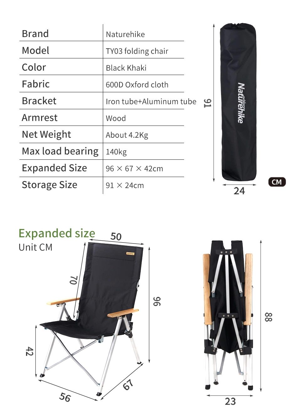 GHẾ THƯ GIÃN GẤP GỌN NATUREHIKE NH17T003-Y