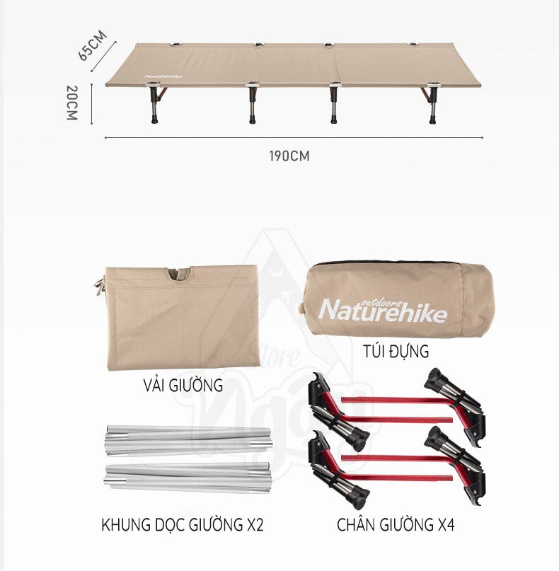 GIƯỜNG GẤP DÃ NGOẠI 4 CHÂN NATUREHIKE NH20JJ021