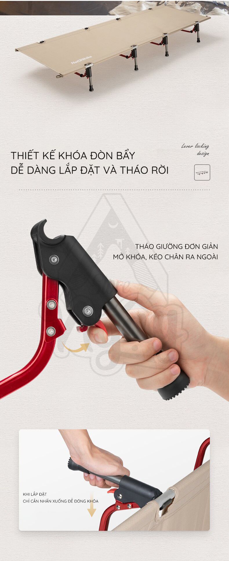 GIƯỜNG GẤP DÃ NGOẠI 4 CHÂN NATUREHIKE NH20JJ021