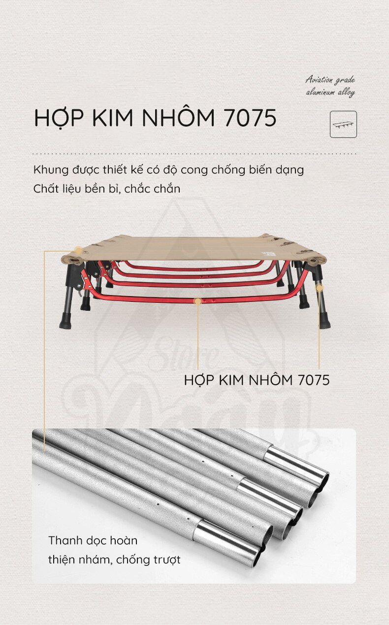 GIƯỜNG GẤP DÃ NGOẠI 4 CHÂN NATUREHIKE NH20JJ021