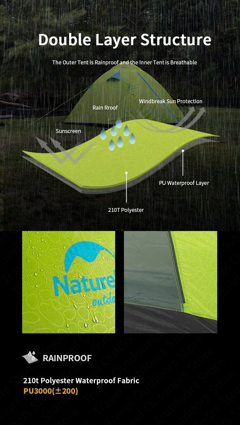  LỀU CẮM TRẠI 3 NGƯỜI NATUREHIKE NH18Z033-P 