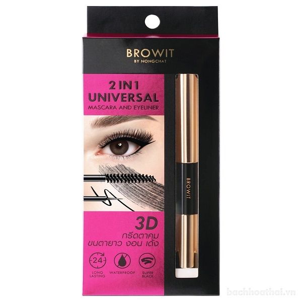 Mascara 2 Đầu Browit by Nongchat 2 in 1 Universal Mascara and Eyeliner #Jet Black