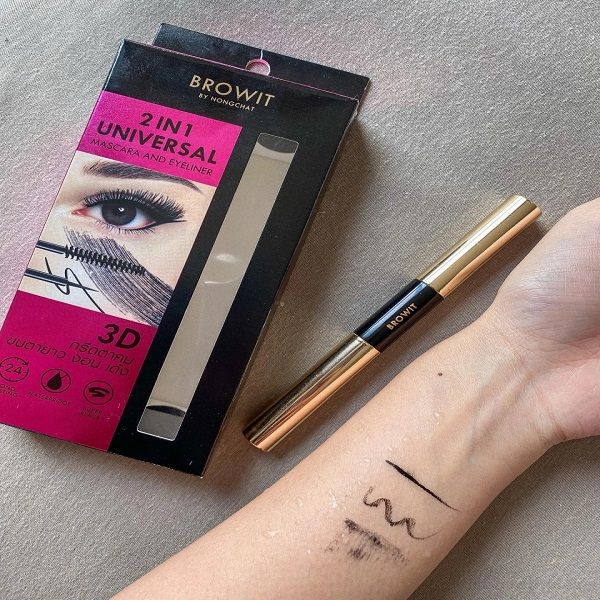 Mascara 2 Đầu Browit by Nongchat 2 in 1 Universal Mascara and Eyeliner #Jet Black