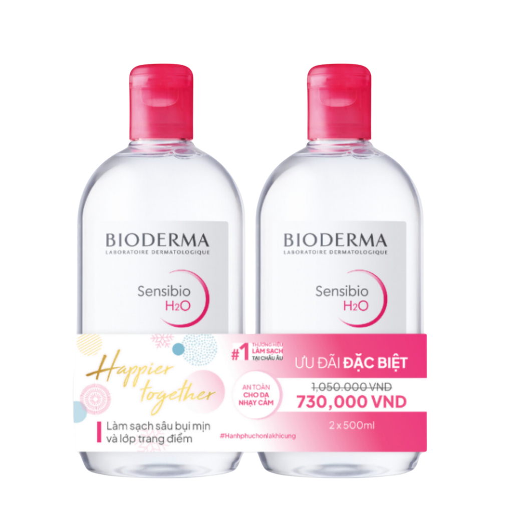 [COMBO] Nước Tẩy Trang Dành Cho Da Nhạy Cảm Bioderma Sensibio H2O 500ml