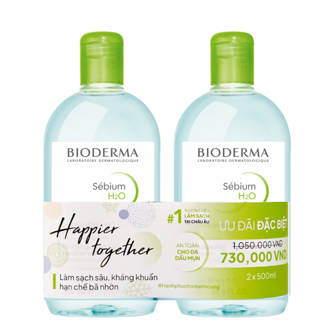 [COMBO] Nước Tẩy Trang Dành Cho Da Dầu & Hỗn Hợp Bioderma Sébium H2O 500ml