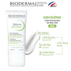 Kem Dưỡng Ẩm Cho Da Mụn Nhạy Cảm Bioderma Sébium Sensitive 30ml