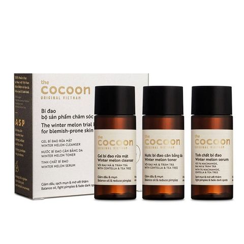 Bộ Sản Phẩm Cocoon Chiết Xuất Bí Đao Cho Da Mụn 3 Món Set Winter Melon Cleanser + Toner + Serum