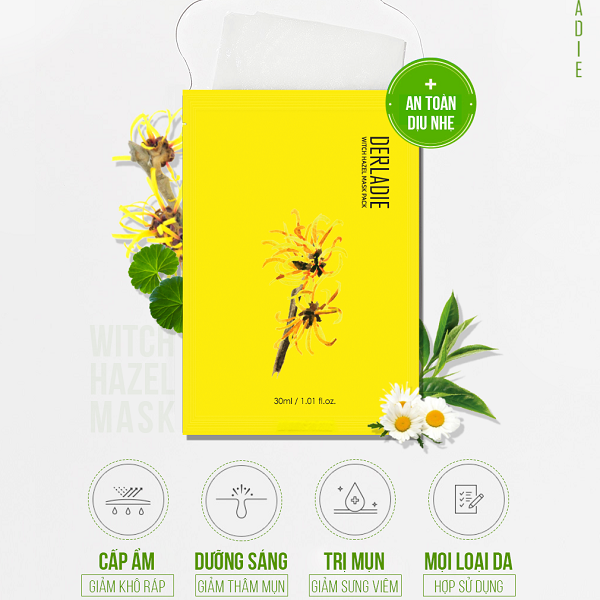 Mặt Nạ Derladie Giảm Mụn Dưỡng Sáng Da 30ml Witch Hazel Mask Pack