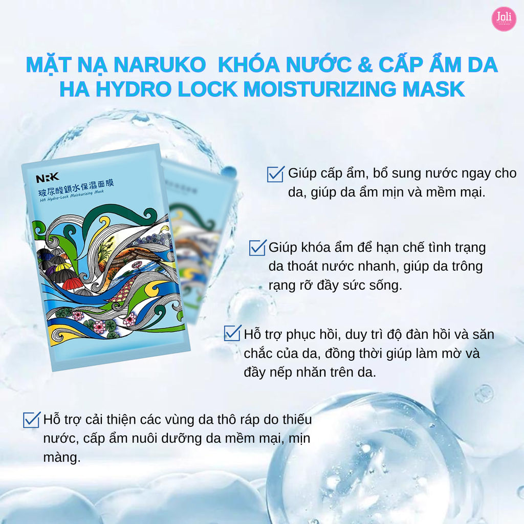 Mặt Nạ NARUKO Axit Hyaluronic Khóa Nước & Cấp Ẩm Da 25ml HA Hydro Lock Moisturizing Mask