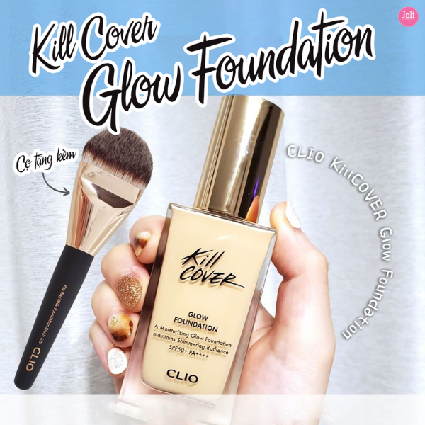 Kem Nền Clio Kill Cover Glow Foundation SPF50+ PA++++ 38g (Tặng Kèm Cọ)