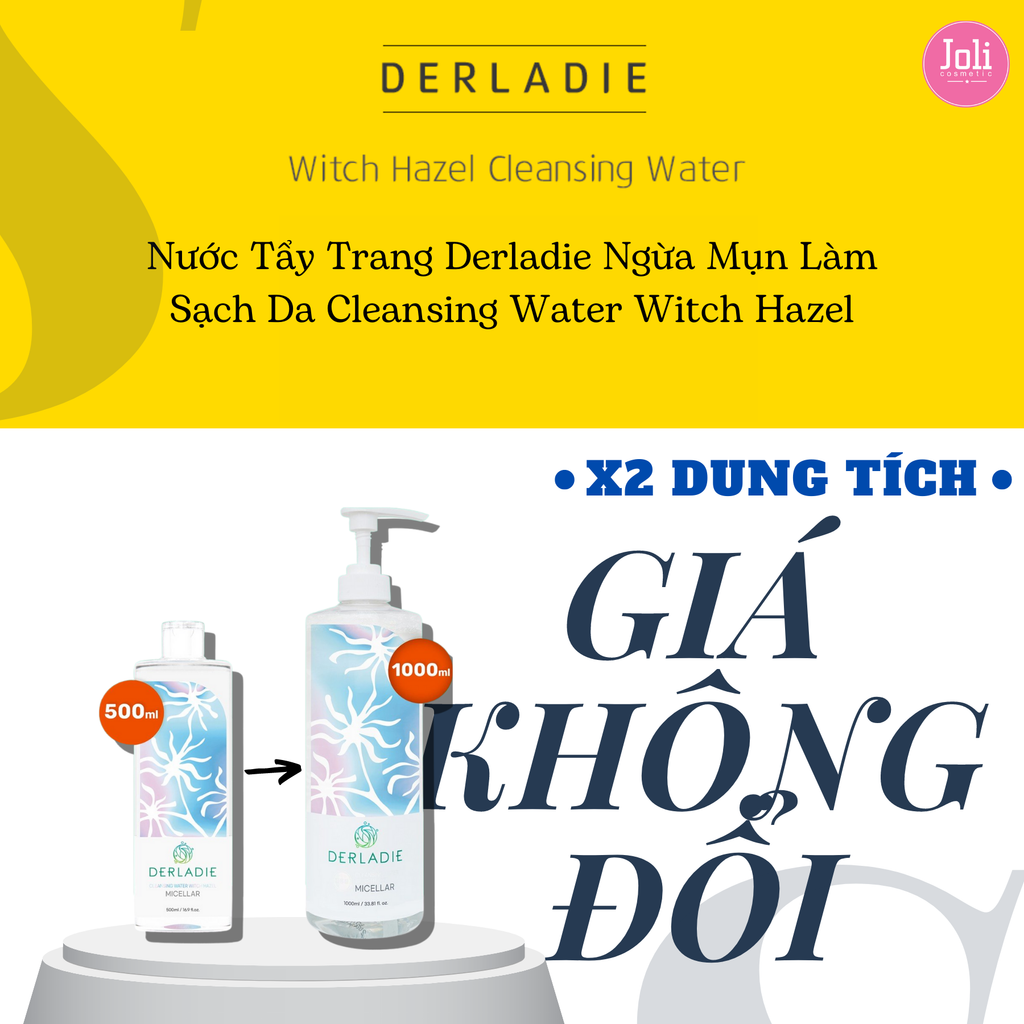 Nước Tẩy Trang Derladie Ngừa Mụn Làm Sạch Da Cleansing Water Witch Hazel