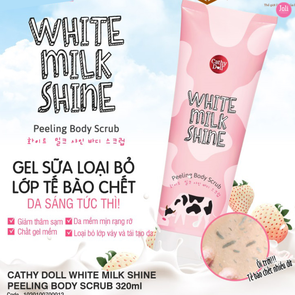 Tẩy Tế Bào Chết Sữa Bò Cathy Doll White Milk Shine Peeling Body Scrub 320ml