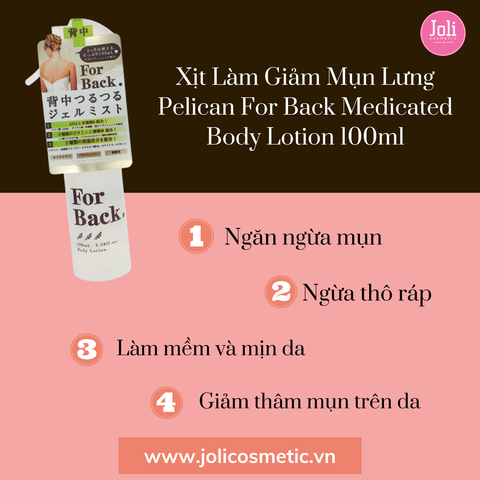 Xịt Làm Giảm Mụn Lưng Pelican For Back Medicated Body Lotion 100ml