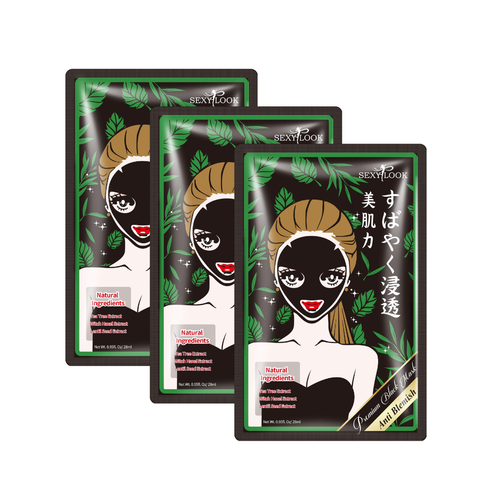 Mặt Nạ Tràm Trà Kiểm Soát Dầu Và Mụn Sexylook Tea Tree Anti Blemish Black Facial Mask 28ml