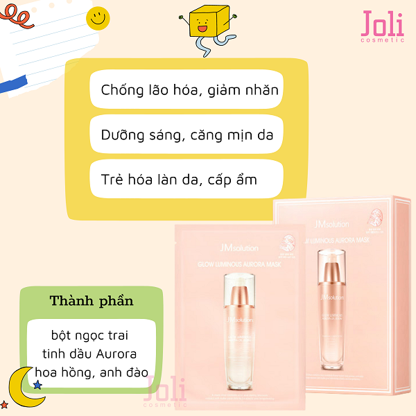 Mặt Nạ Dưỡng Trắng Da Và Cải Thiện Nếp Nhăn Jm Solution Glow Luminous Aurora Mask 30ml