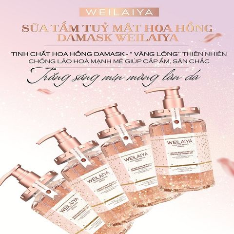 Sữa Tắm Trắng Da Weilaiya Tủy Mật Hoa Hồng DaMask Weilaiya Grand Rose Extracts Whitening Shower Gel 450ml