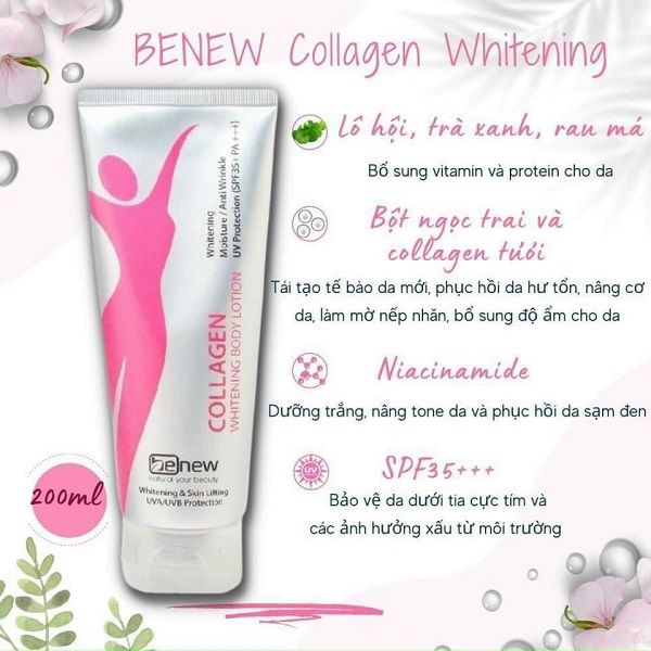 Kem Dưỡng Thể Trắng Da Nâng Tone Benew Collagen Whitening Body Lotion SPF35+ PA+++ 200ml