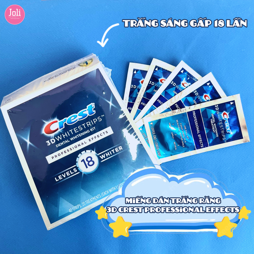 Miếng Dán Trắng Răng Crest 3D Whitestrips Professional Effects Levels 18 Whiter