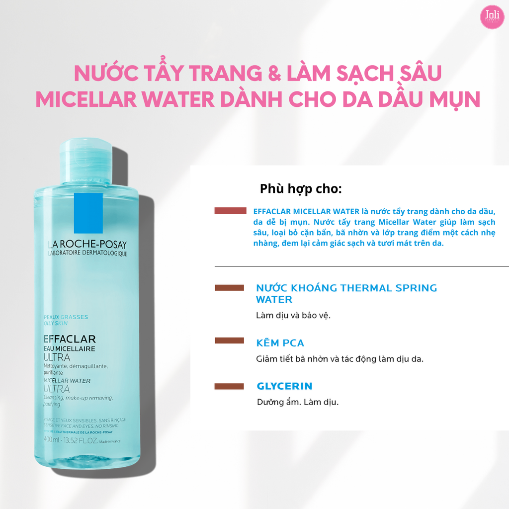 Bộ Sản Phẩm Tẩy Trang Cho Da Mụn La Roche-Posay Effaclar 400ml + Sữa Rửa Mặt Cho Da Dầu Mụn Effaclar 50ml