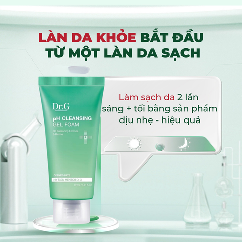 Sữa Rửa Mặt Cho Da Nhạy Cảm Dr.G pH Cleansing Gel Foam 30ml