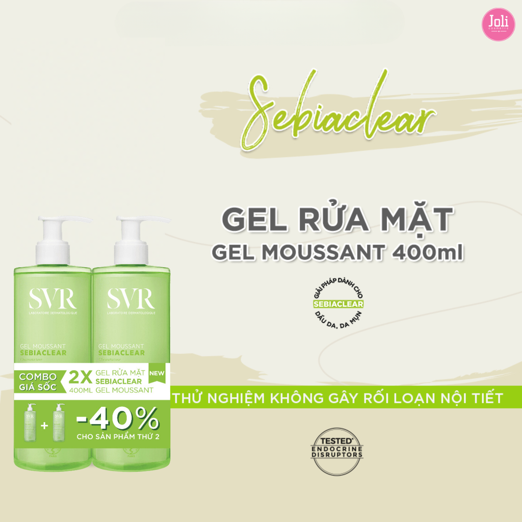 [COMBO] Gel Rửa Mặt Cho Da Dầu SVR Sebiaclear Gel Moussant (2 Chai X 400ml)