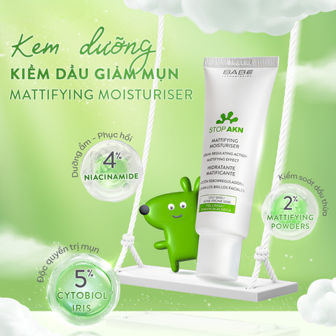 Kem Dưỡng Ẩm Kiềm Dầu Giảm Mụn Laboratorios Babe Stop AKN Mattifying Moisturiser 50ml