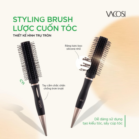 Lược Tròn Tạo Kiểu & Phồng Tóc Vacosi C11 For All Hair Types Styling Hairbrush