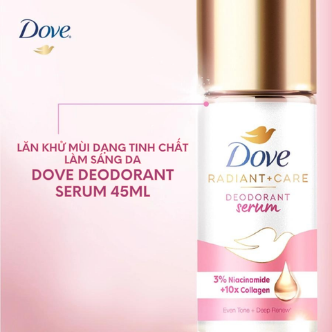 Lăn Khử Mùi Dạng Tinh Chất Làm Sáng Da Dove 3% Niacinamide + 10X Collagen Deodorant Serum 45ml