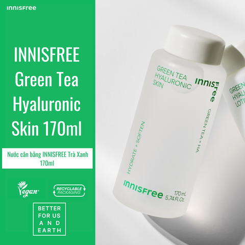 Nước Hoa Hồng Cấp Ẩm innisfree Green Tea Hyaluronic Skin 170ml