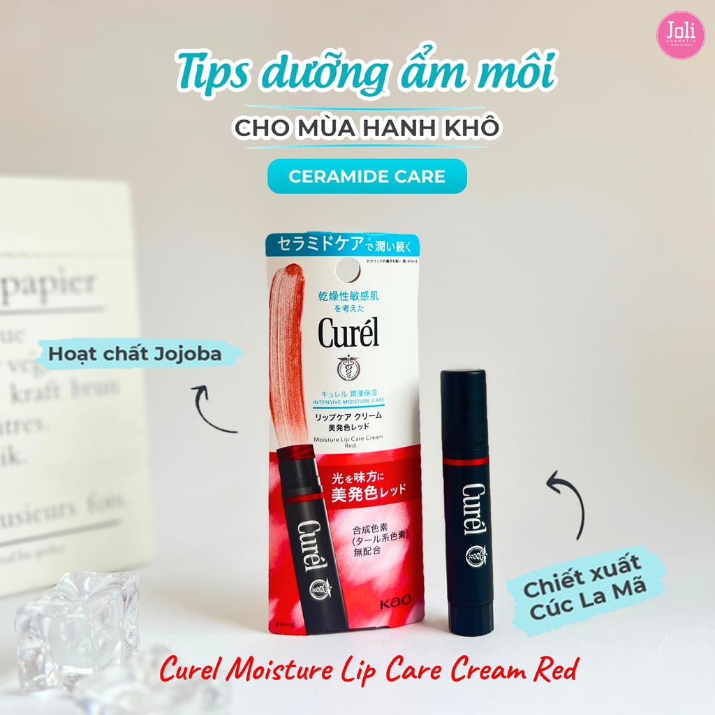 Son Dưỡng Môi Cấp Ẩm Chuyên Sâu Màu Đỏ Curel Intensive Moisture Care Moisture Lip Care Cream Red 4.2g