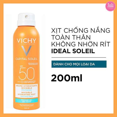 Xịt Chống Nắng Vichy Ideal Soleil Invisible Hydrating Mist SPF 50 PA+++ UVB + UVA 200ml