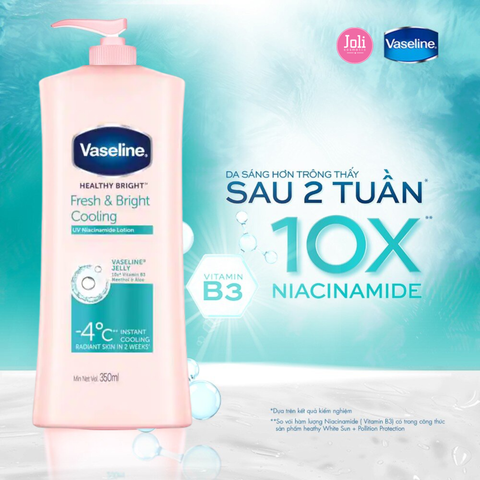 Sữa Dưỡng Thể Dịu Mát Sáng Da Vaseline Healthy Bright Fresh & Bright Cooling UV Niacinamide Lotion 350ml