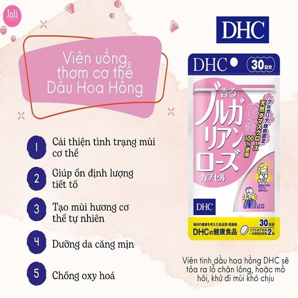 Viên Uống DHC Hương Hoa Hồng Làm Thơm Cơ Thể 30 Ngày Bulgarian Rose Capsule