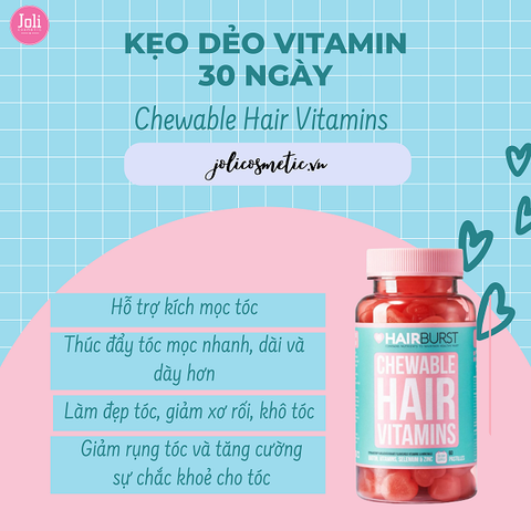 Kẹo Dẻo Vitamin Kích Thích Mọc Tóc Hairburst 60 Viên Chewable Hair Vitamins