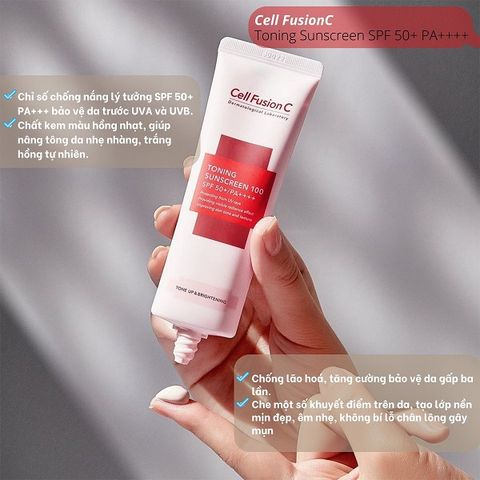 Kem Chống Nắng Cell Fusion C Làm Sáng Da Toning Sunscreen 100 SPF50+