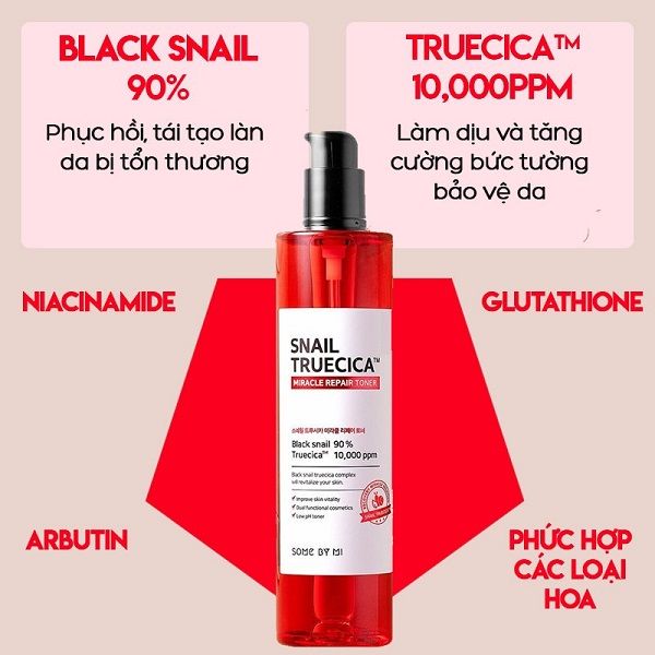 Nước Hoa Hồng Dưỡng Ẩm Phục Hồi Da Some By Mi Snail Truecica Miracle Repair Toner 135ml